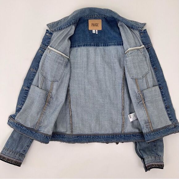 Paige denim embroidered jean jacket. Super cute but too tight for me. - Picture 8 of 11